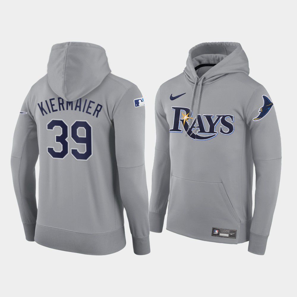 Cheap Men Tampa Bay Rays 39 Kiermaier gray road hoodie 2021 MLB Nike Jerseys